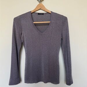 Vintage | Henri Bendel Shimmer Knit V-Neck Top | Made in Italy | Size S